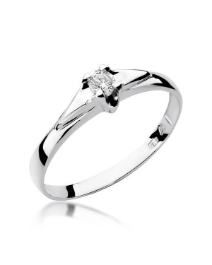Złoty pierścionek z diamentem Białe złoto EW-88 0,10ct