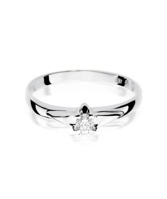 Złoty pierścionek z diamentem Białe złoto EW-88 0,10ct