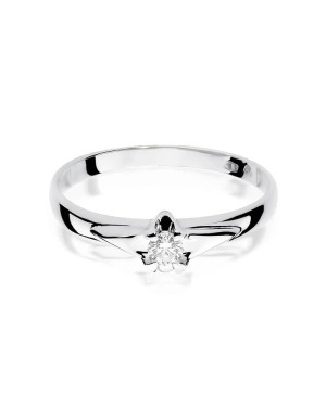 Złoty pierścionek z diamentem Białe złoto EW-88 0,10ct