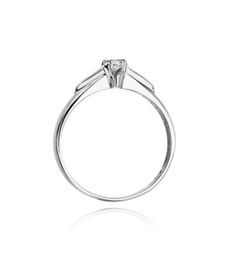 Złoty pierścionek z diamentem Białe złoto EW-88 0,10ct