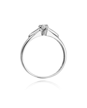 Złoty pierścionek z diamentem Białe złoto EW-88 0,10ct