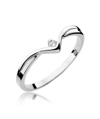 Złoty pierścionek z diamentem Białe złoto EW-51 0,04ct