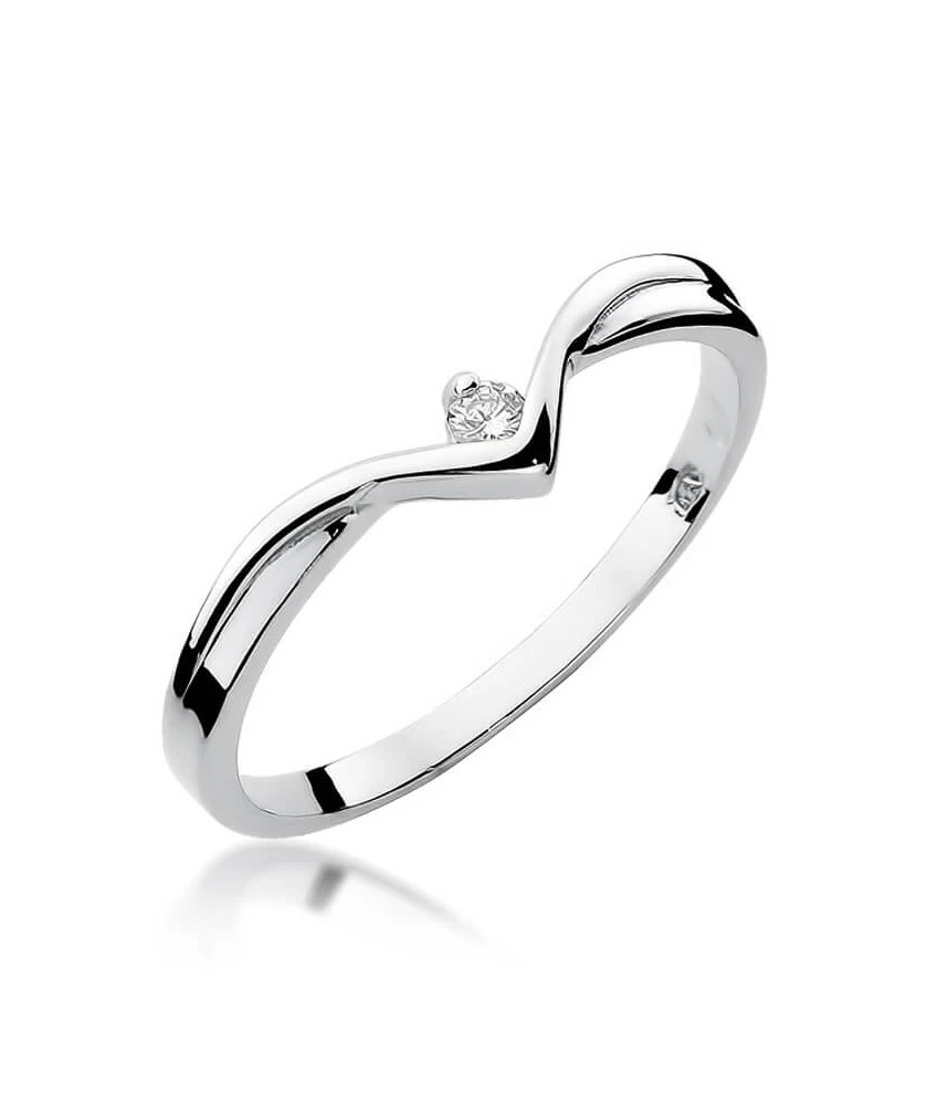 Złoty pierścionek z diamentem Białe złoto EW-51 0,04ct