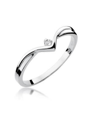 Złoty pierścionek z diamentem Białe złoto EW-51 0,04ct