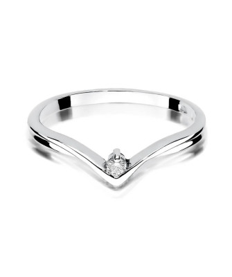 Złoty pierścionek z diamentem Białe złoto EW-51 0,04ct