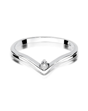Złoty pierścionek z diamentem Białe złoto EW-51 0,04ct