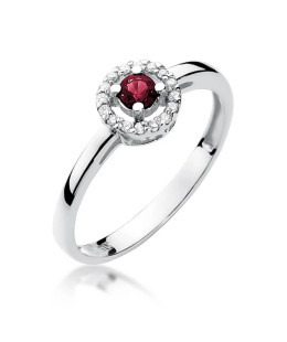 Gold ring with ruby white gold 0.15ct