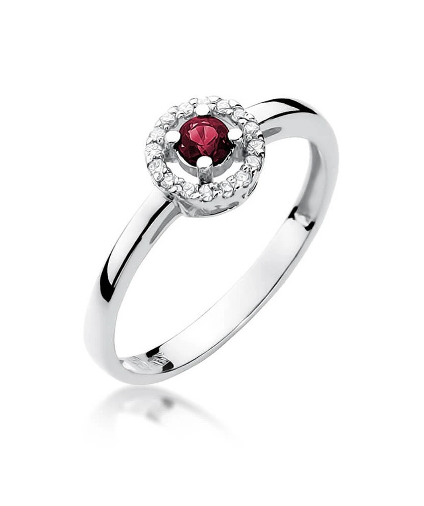 Gold ring with ruby white gold 0.15ct