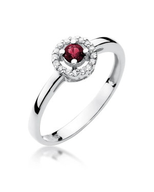 Gold ring with ruby white gold 0.15ct