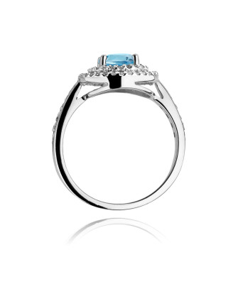 Pierścionek z topazem i diamentami białe złoto 0,80ct