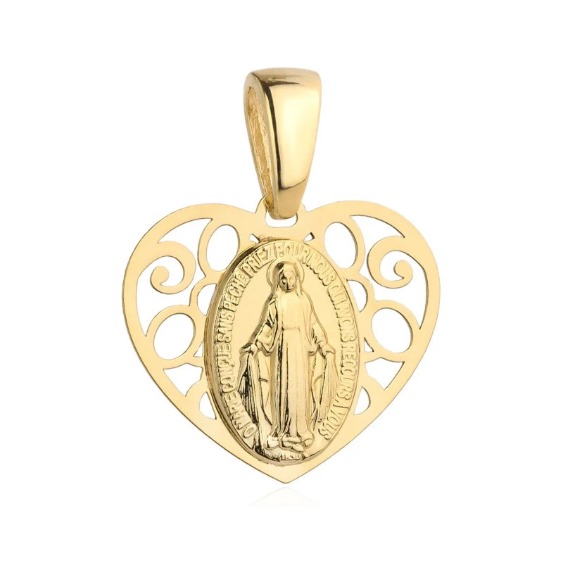 ⭐ Medal of Our Lady Immaculate in an openwork heart ♥ GoldJewellery