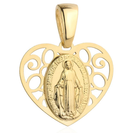 ⭐ Medal of Our Lady Immaculate in an openwork heart ♥ GoldJewellery