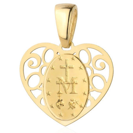 ⭐ Medal of Our Lady Immaculate in an openwork heart ♥ GoldJewellery