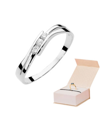 Złoty pierścionek z diamentem Białe złoto EW-159 0,12ct