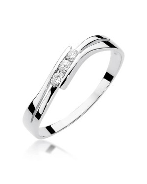 Złoty pierścionek z diamentem Białe złoto EW-159 0,12ct