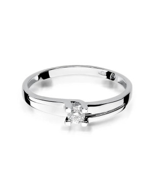 Złoty pierścionek z diamentem Białe złoto EW-246 0,12ct