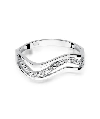 Gold ring with diamonds white gold 0.06ct