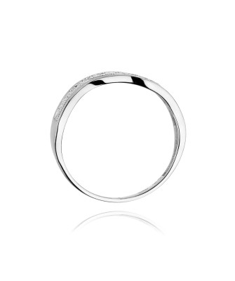 Złoty pierścionek z diamentami białe złoto 0,06ct