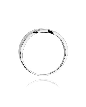 Złoty pierścionek z diamentami białe złoto 0,06ct