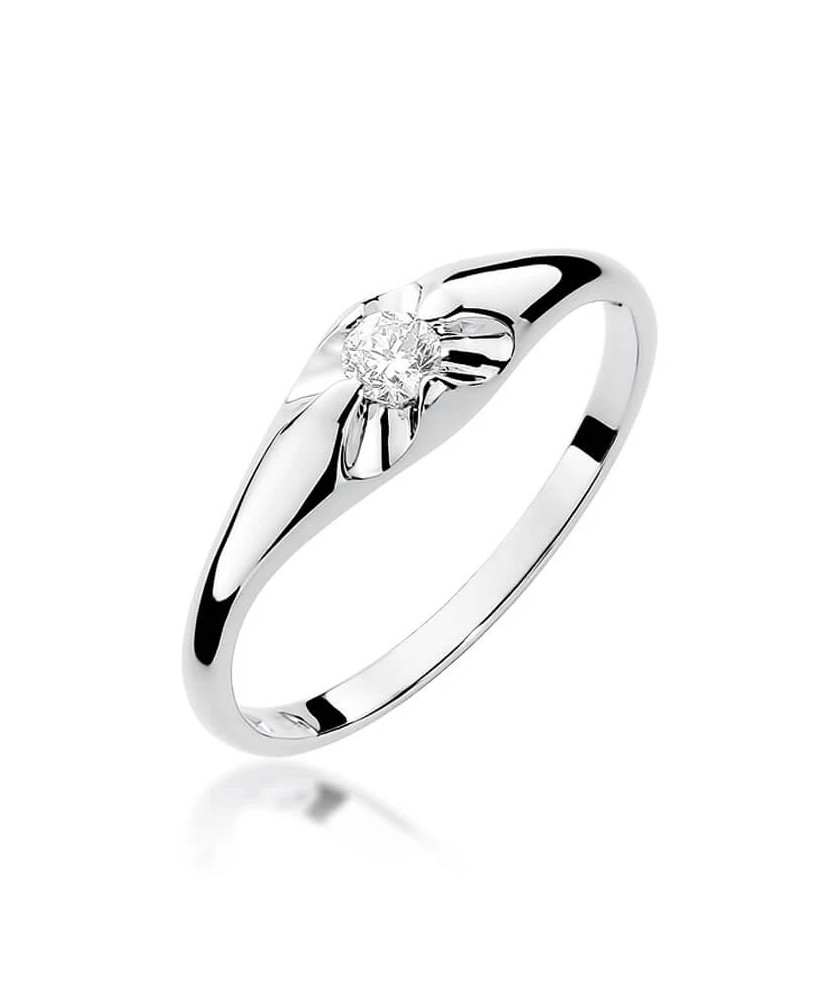 Złoty pierścionek z diamentem Białe złoto EW-331 0,10ct