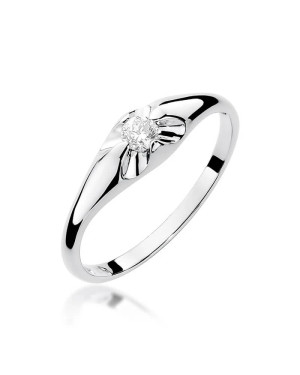 Złoty pierścionek z diamentem Białe złoto EW-331 0,10ct