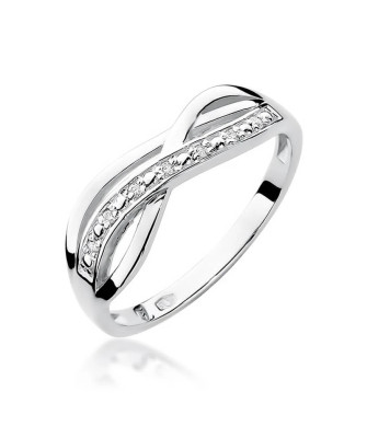 Złoty pierścionek z diamentem Białe złoto EW-90 0,06ct