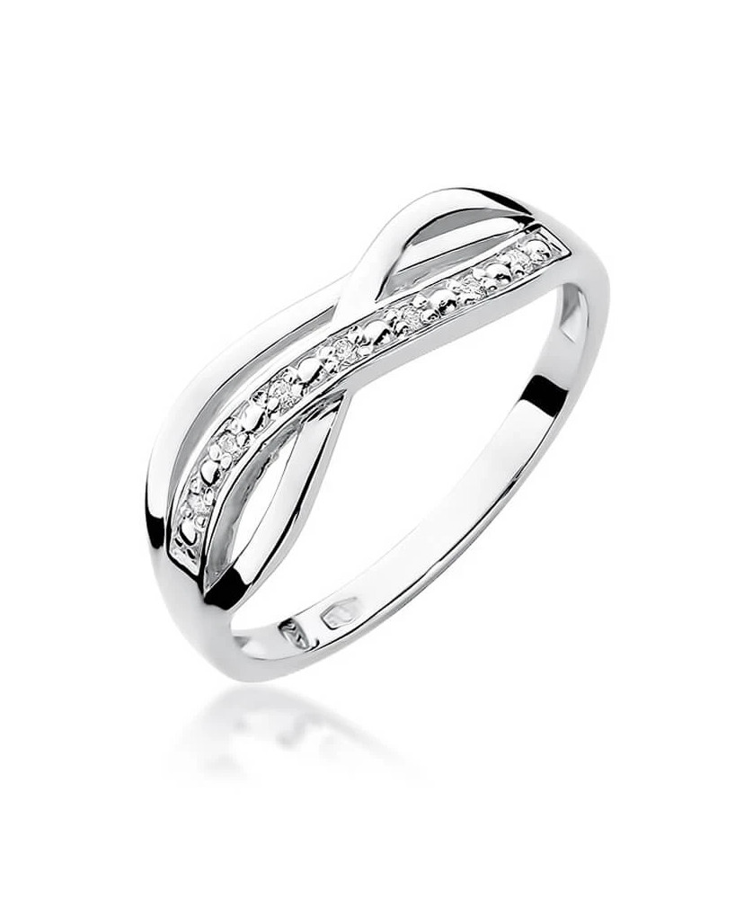 Złoty pierścionek z diamentem Białe złoto EW-90 0,06ct