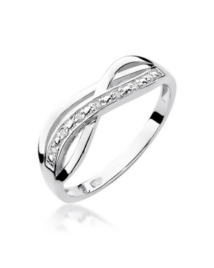 Złoty pierścionek z diamentem Białe złoto EW-90 0,06ct
