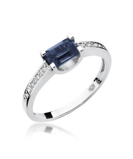 Gold ring with diamond White gold EW-105 sapphire
