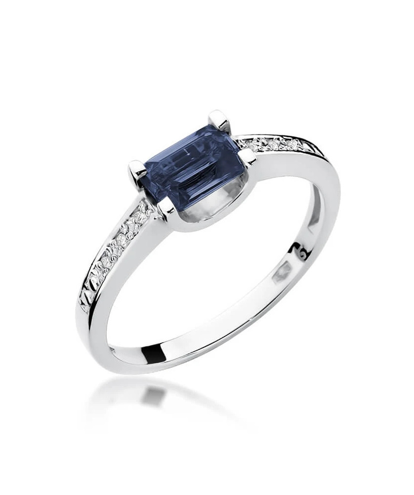 Gold ring with diamond White gold EW-105 sapphire