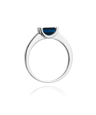 Gold ring with diamond White gold EW-105 sapphire