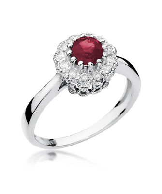 Rubin pierścionek białe złoto 0,60ct
