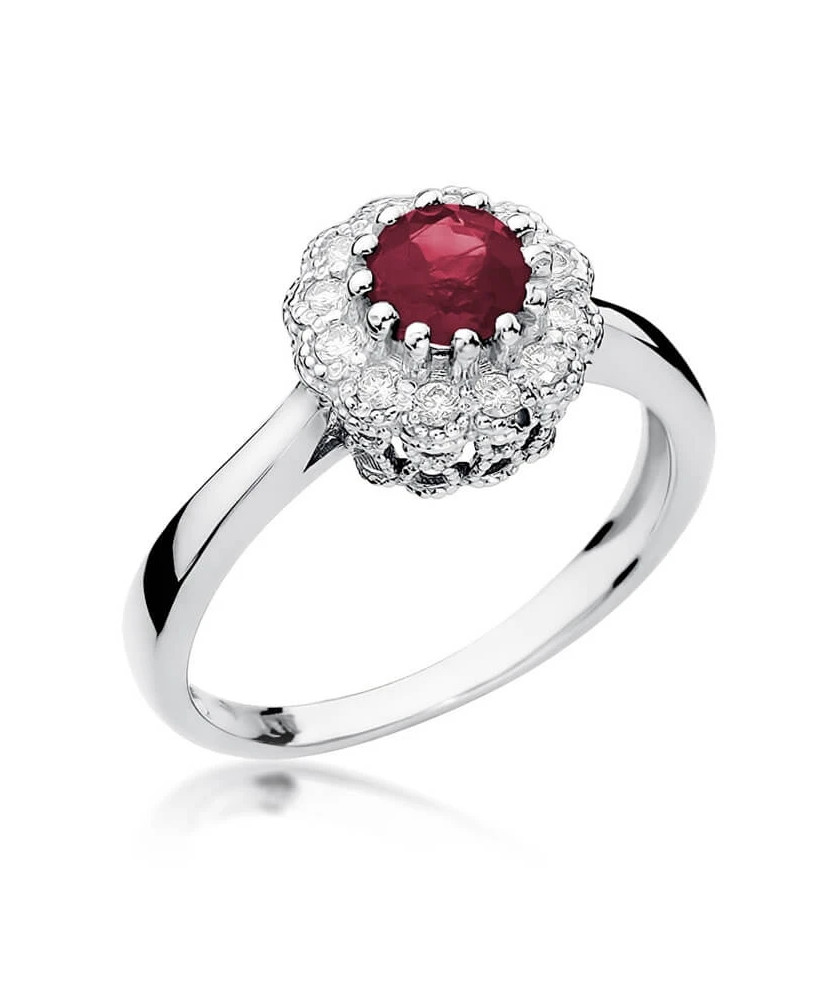Rubin pierścionek białe złoto 0,60ct
