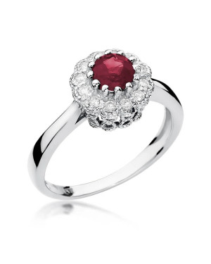 Rubin pierścionek białe złoto 0,60ct