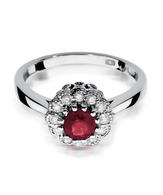 Rubin pierścionek białe złoto 0,60ct