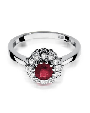Rubin pierścionek białe złoto 0,60ct