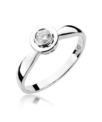 Złoty pierścionek z diamentem białe złoto 0,20ct