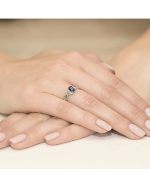 Szafir pierścionek białe złoto 0,70ct