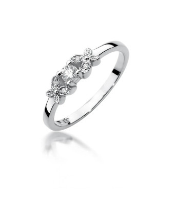 Złoty pierścionek z diamentem białe złoto 0,12ct