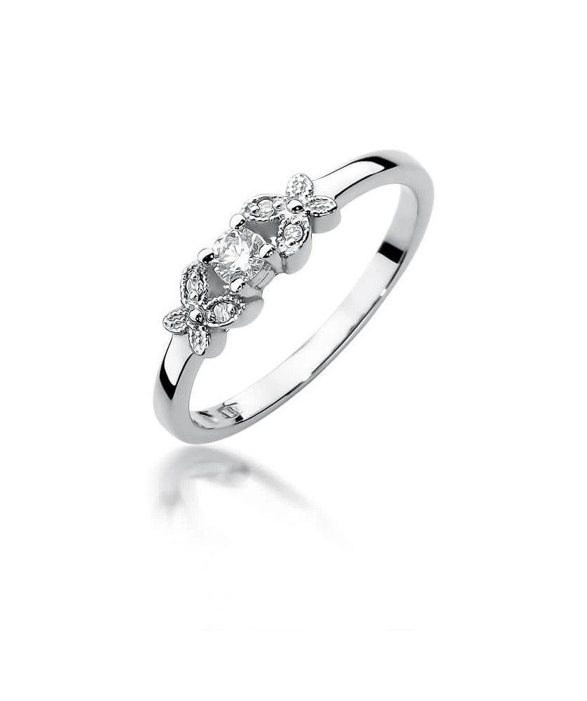 Złoty pierścionek z diamentem białe złoto 0,12ct