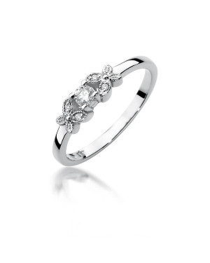 Złoty pierścionek z diamentem białe złoto 0,12ct