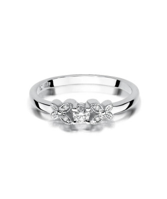 Złoty pierścionek z diamentem białe złoto 0,12ct