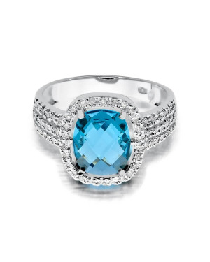 Ring with topaz and diamonds white gold