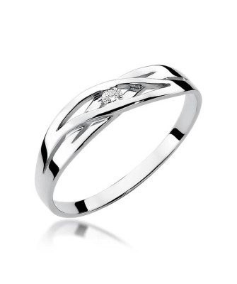 Złoty pierścionek z diamentem Białe złoto EW-156 0,05ct