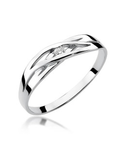 Złoty pierścionek z diamentem Białe złoto EW-156 0,05ct