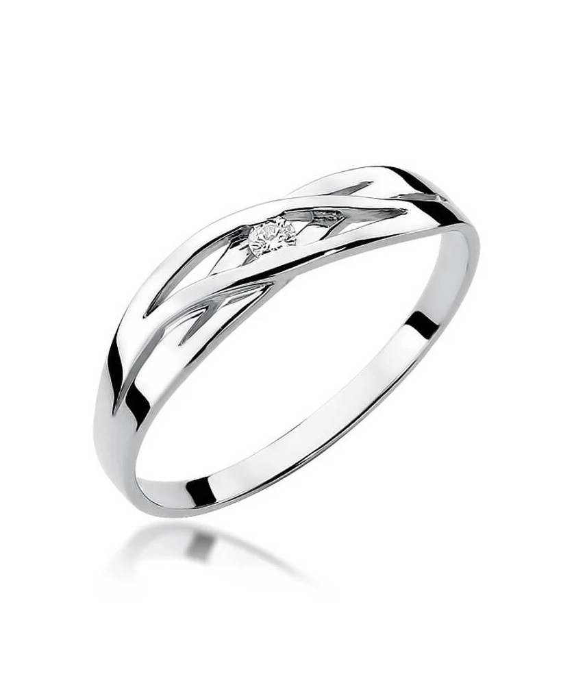 Złoty pierścionek z diamentem Białe złoto EW-156 0,05ct