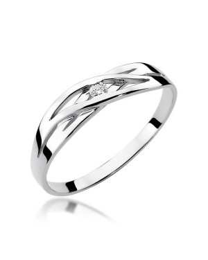 Złoty pierścionek z diamentem Białe złoto EW-156 0,05ct