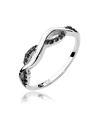 Ring with black diamonds white gold 0.07ct