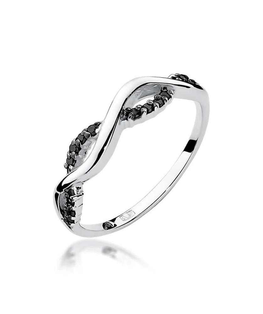 Ring with black diamonds white gold 0.07ct
