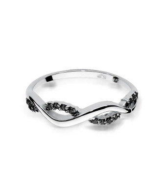 Ring with black diamonds white gold 0.07ct
